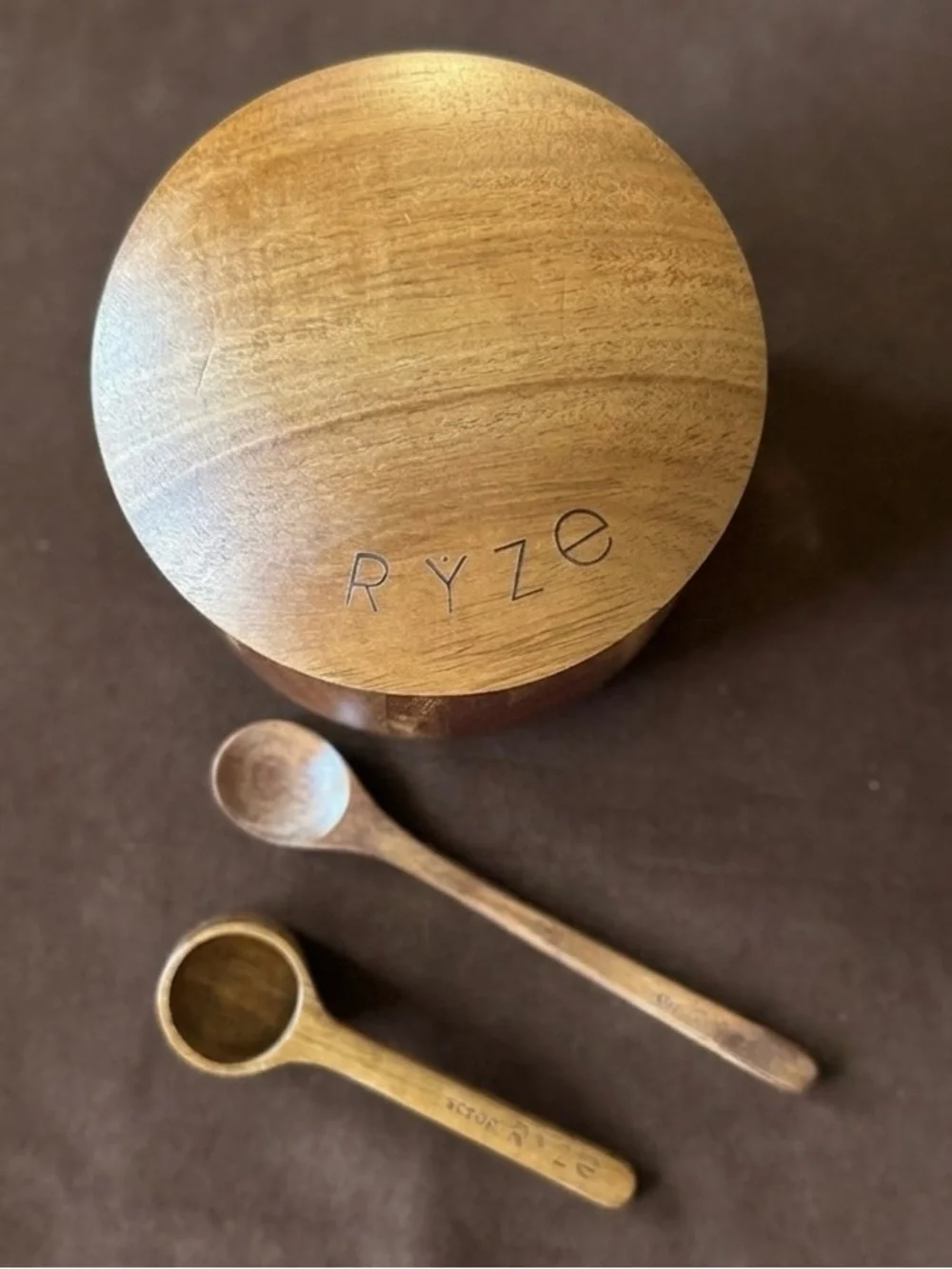 RYZE Wooden Acacia Jar with Measuring and Stir Scoops - Picture 1 of 4